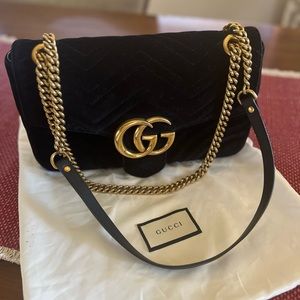 Gucci Velvet Medium Marmont Shoulder Bag